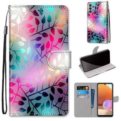 Multicolor floral leaf print PU leather flip phone wallet case with card slots.