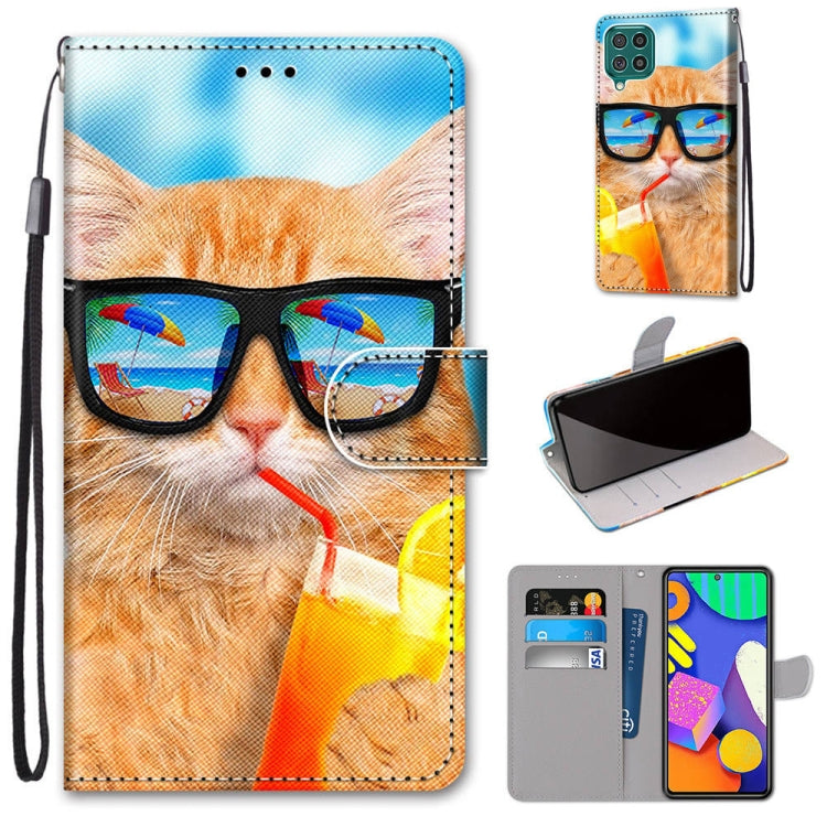 Phone wallet case with flip cover, cat illustration, card slots, and wrist lanyard