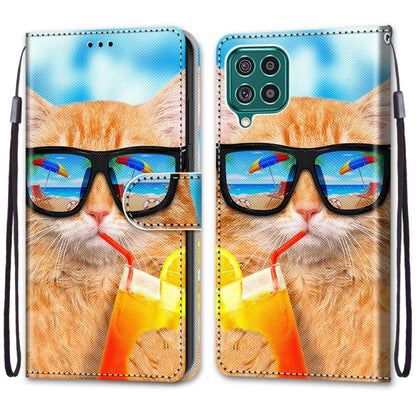 Phone wallet case set shown front views with cat illustration, flip cover, card slots, lanyard