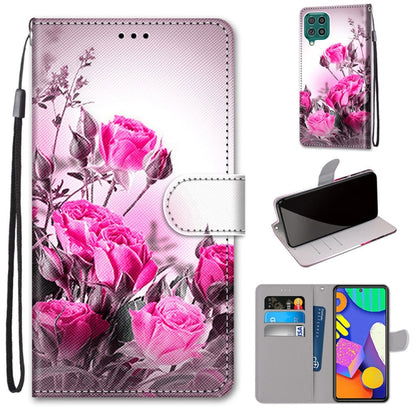 PU leather wallet phone case with lanyard, pink rose floral print, magnetic flip cover.