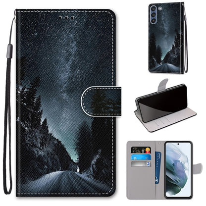 Dark night forest PU leather phone wallet case with flip cover and card slots