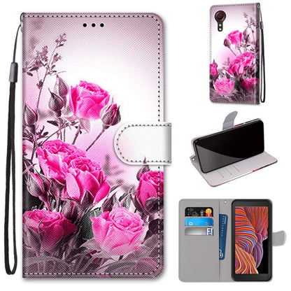 Pink rose illustrated PU leather phone wallet case with magnetic flap and card slots