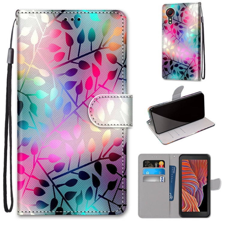 Colorful floral leaf illustrated PU leather phone wallet case with magnetic flap