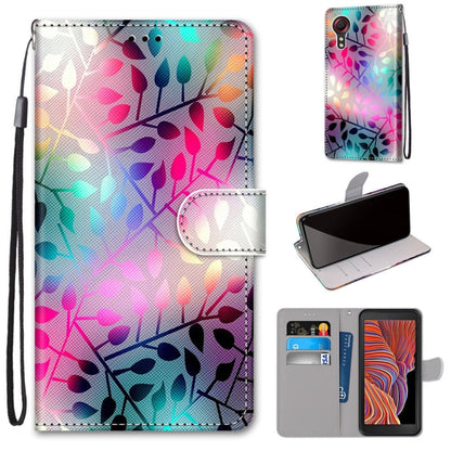 Colorful floral leaf illustrated PU leather phone wallet case with magnetic flap