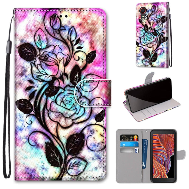 Purple and blue floral unicorn-style illustrated PU leather phone wallet case