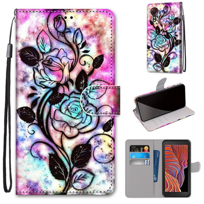 Purple and blue floral unicorn-style illustrated PU leather phone wallet case