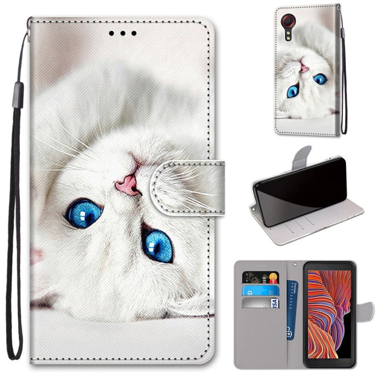 PU leather flip wallet phone case with white cat print and card slot window