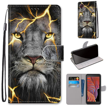 PU leather flip wallet phone case with gray cat face and gold lightning print