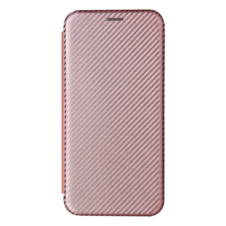 Pink carbon fiber texture magnetic flip phone case, back side only