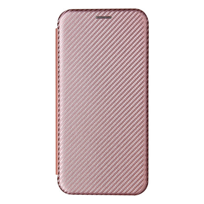 Pink carbon fiber texture magnetic flip phone case, back side only