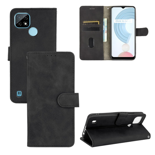 Black PU leather flip phone case with magnetic buckle, card slots, and wallet holder