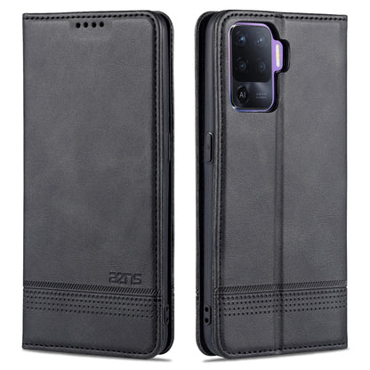 Black flip leather phone case with card holder, stitching, and camera cutout.