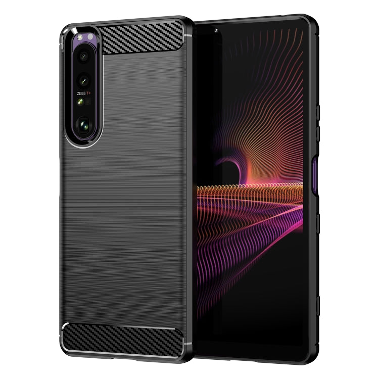Brushed carbon-fiber TPU phone case, black with carbon fiber corner accents