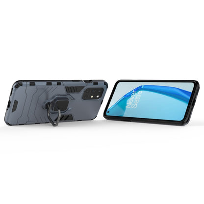 Rugged navy phone case with magnetic ring holder, laid open case view