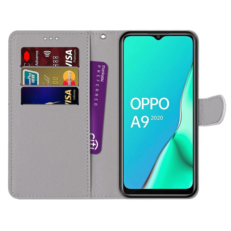 Gray PU leather wallet phone case with card slots and flip cover for OPPO A9 2020
