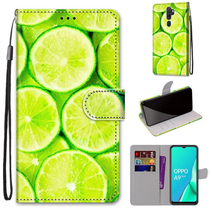 Green lemon patterned PU leather wallet phone case with card slots and flip cover