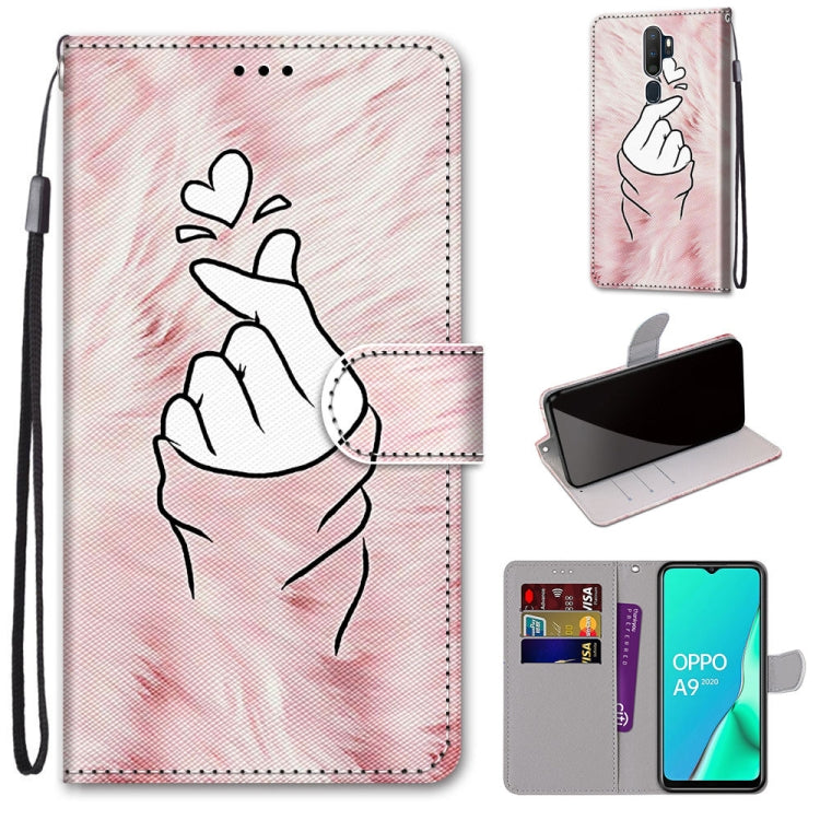 White hand gesture line-art PU leather wallet phone case with card slots, flip cover, lanyard.