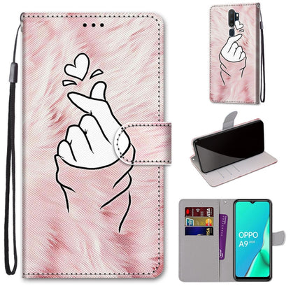White hand gesture line-art PU leather wallet phone case with card slots, flip cover, lanyard.