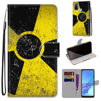Yellow and black abstract PU leather wallet phone case with holder, wrist strap, card slots