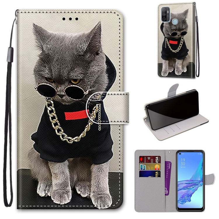 Gray cat portrait PU leather wallet phone case with holder, wrist strap, card slots