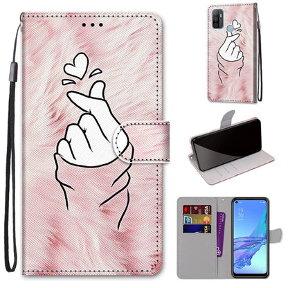 Heart and hand sketch PU leather wallet phone case with holder, wrist strap, card slots