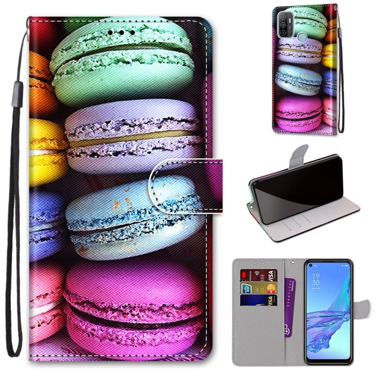 Colorful macaron PU leather phone wallet case with card slots and wrist strap
