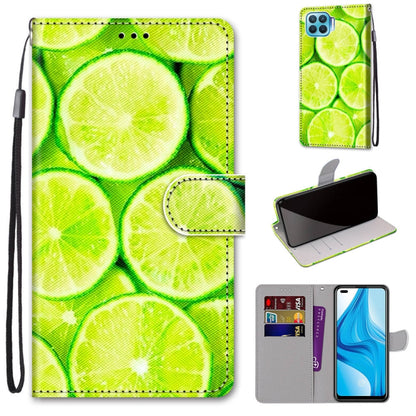Green lime slice PU leather phone wallet case with card slots and wrist strap