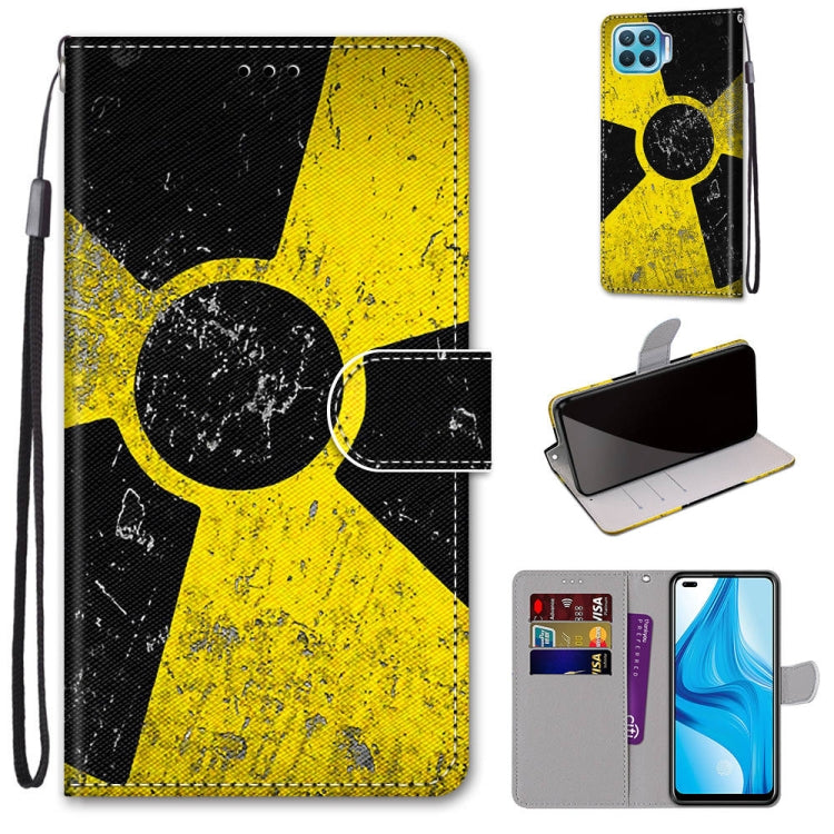 Phone wallet case with card slots and strap, black and yellow abstract figure art, fold cover