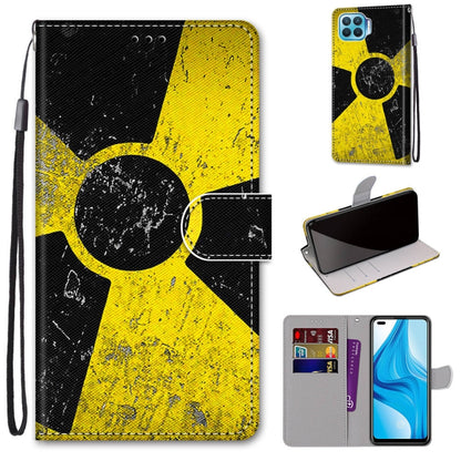 Phone wallet case with card slots and strap, black and yellow abstract figure art, fold cover