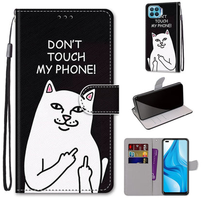 Black PU leather phone wallet case with cat graphic, card slots, and flip cover