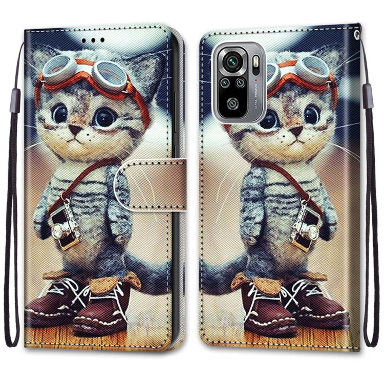PU leather flip wallet phone case with wrist strap, cute cat illustration and card holder