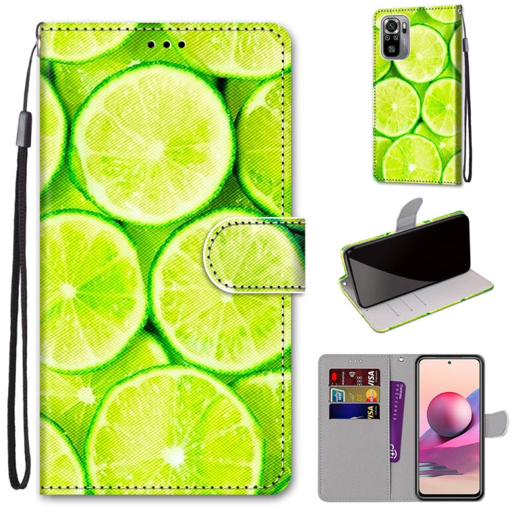 Flip phone wallet case with wrist strap, green lemon pattern PU leather and card slot