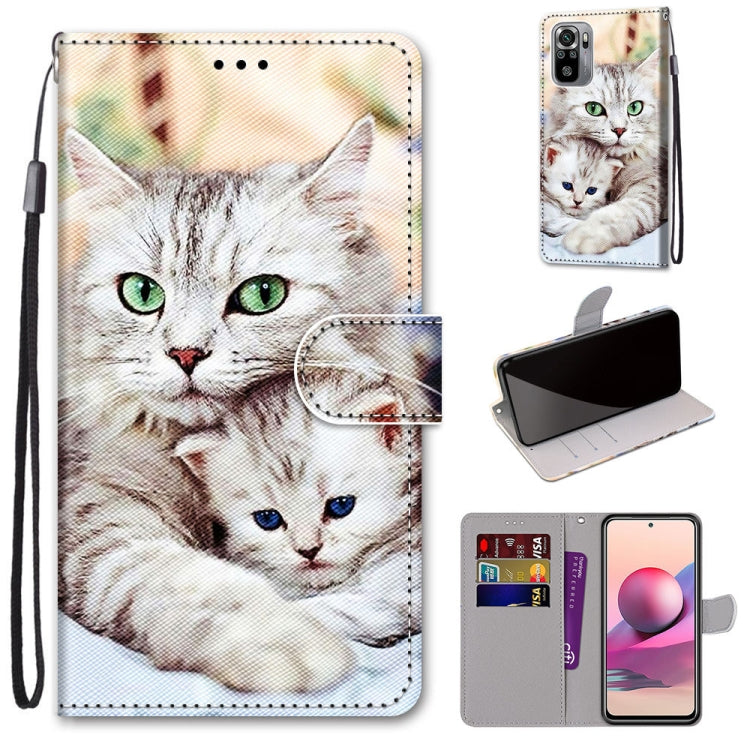 PU leather phone wallet case with card slots and lanyard, cat portrait and flip cover.