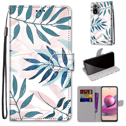 PU leather phone wallet case with card slots and lanyard, leaf pattern with snap flip cover.