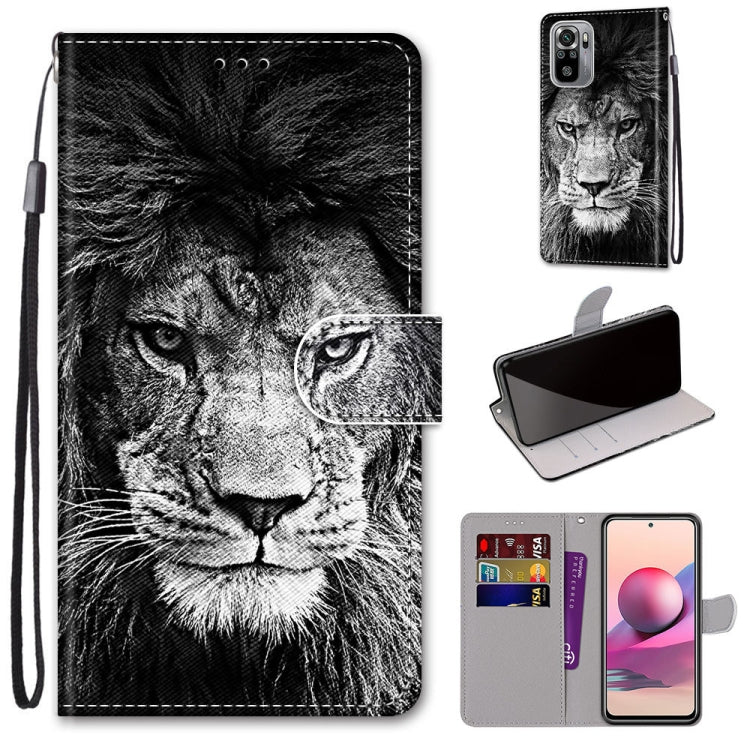 PU leather phone wallet case with card slots and lanyard, black lion face portrait and flip.