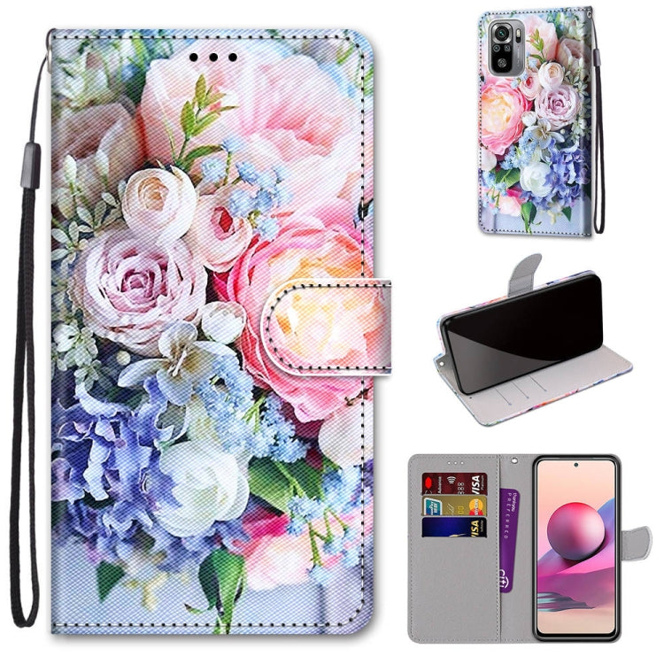 Pastel floral roses PU leather flip phone wallet case with card slots and lanyard