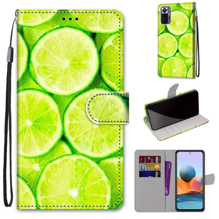 Green lime citrus slice flip PU leather phone wallet case with card slots and wrist strap