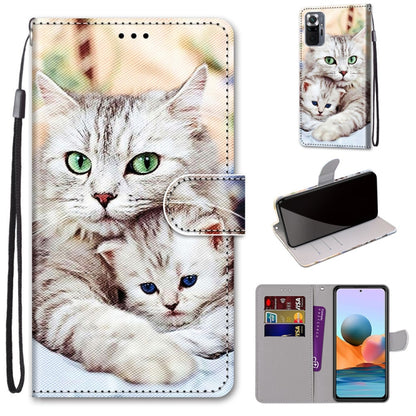 PU leather phone wallet case with lanyard, white cat print and flip cover