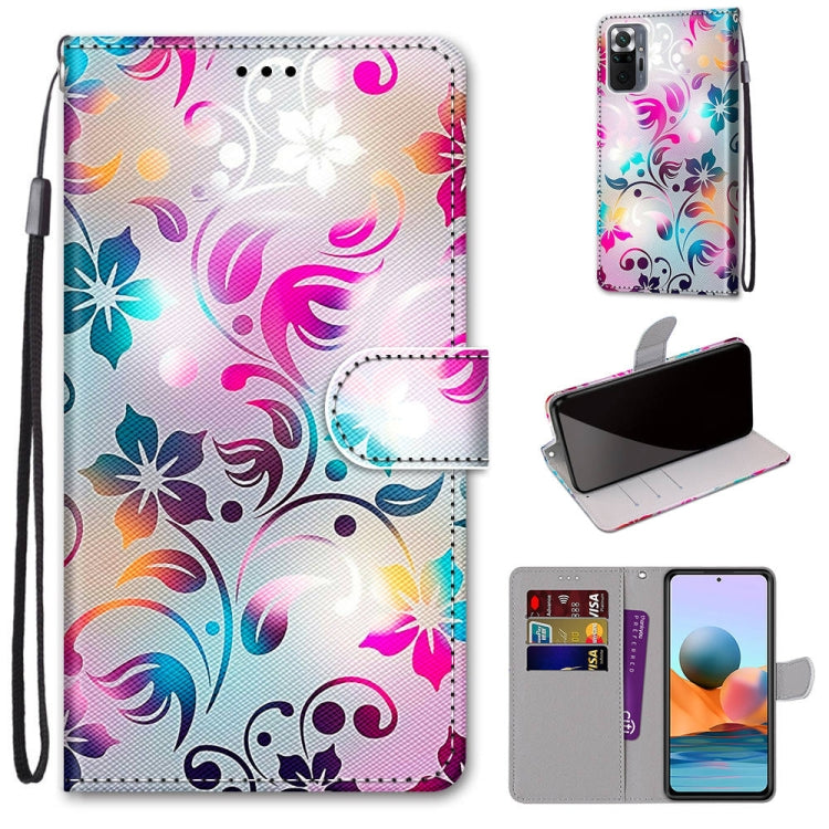 PU leather phone wallet case with lanyard, colorful floral swirl print and flip cover