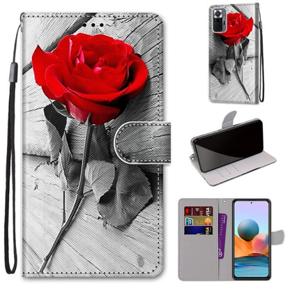 PU leather phone wallet case with lanyard, red rose sketch print and flip cover