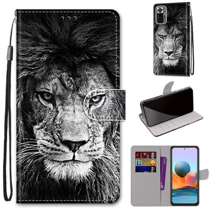 PU leather phone wallet case with lanyard, black lion face print and flip cover