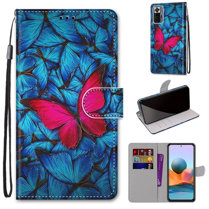 PU leather phone wallet case with lanyard, blue leaf print and flip cover