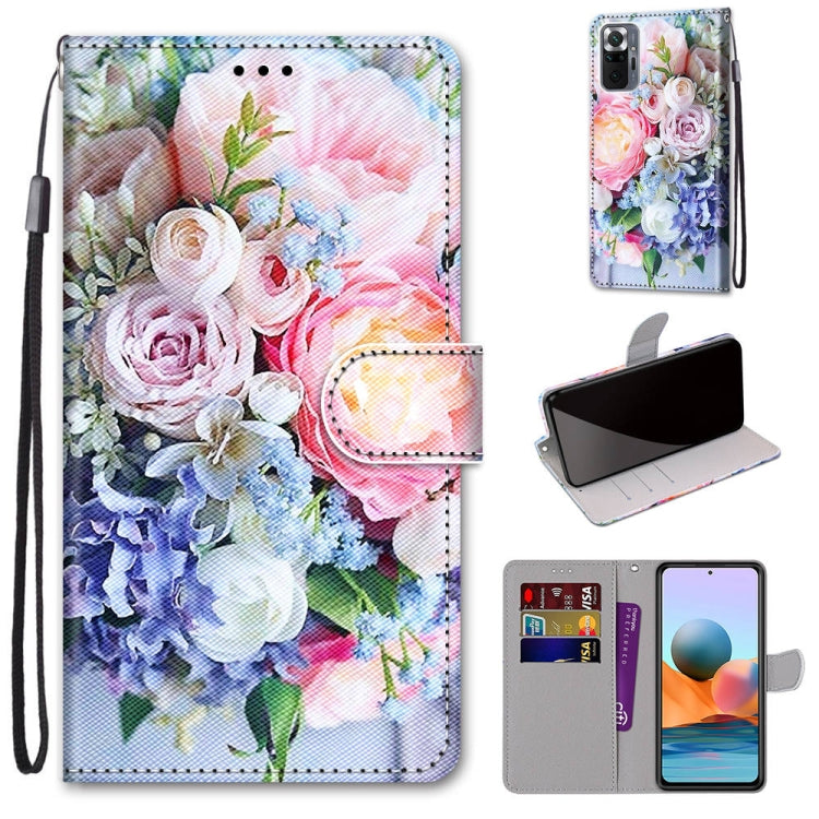Floral bouquet phone wallet case with flip cover, card slot, and wrist strap.