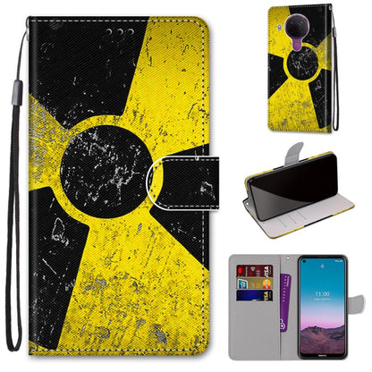 Yellow and black star graphic PU leather phone wallet case with wrist strap, card slots