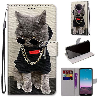 Cat portrait PU leather phone wallet case with wrist strap, card slots, flip cover