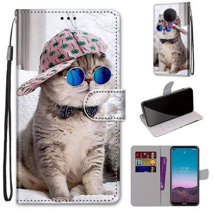 PU leather flip phone case with card slots and wrist strap, dog with sunglasses print
