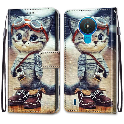PU leather flip phone wallet case with full cat design, card holder and wrist strap.