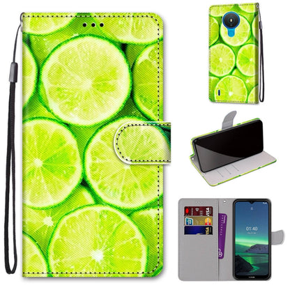 PU leather flip phone wallet case with bright lime pattern, card holder and wrist strap.