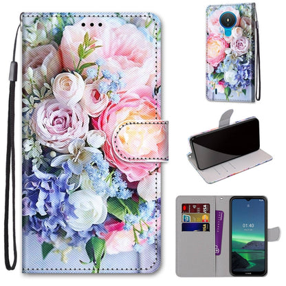 PU leather phone wallet case with flip cover and lanyard, colorful floral print