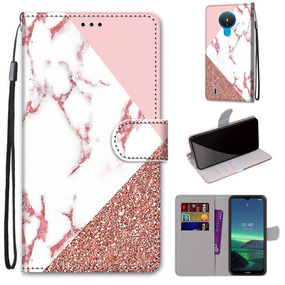 PU leather phone wallet case with flip cover and lanyard, white and glitter rose design